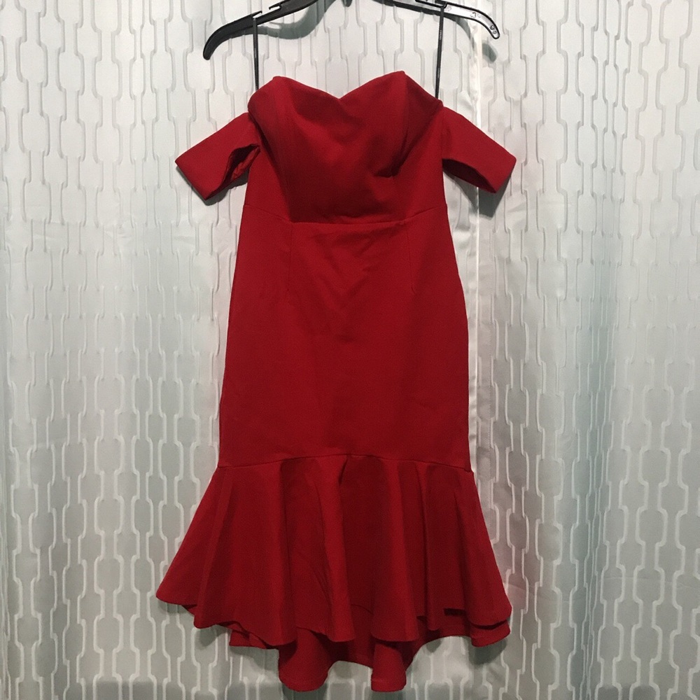 Red F21 Off the Shoulder Dress